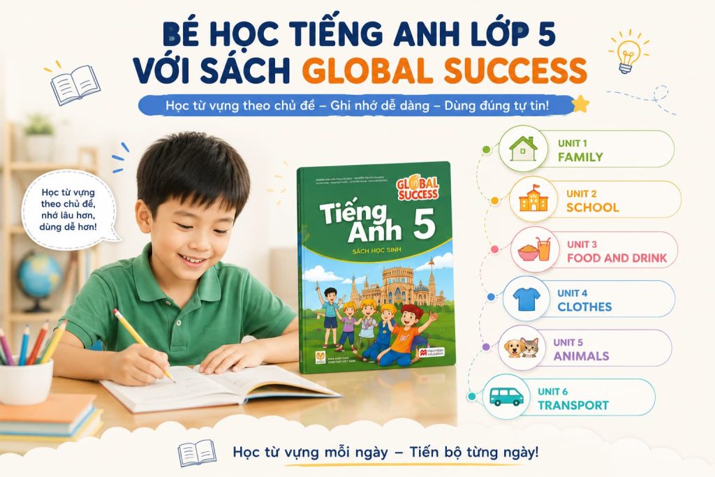 Mỗi Unit tập trung vào một chủ đề riêng với nhóm từ vựng tương ứng.
