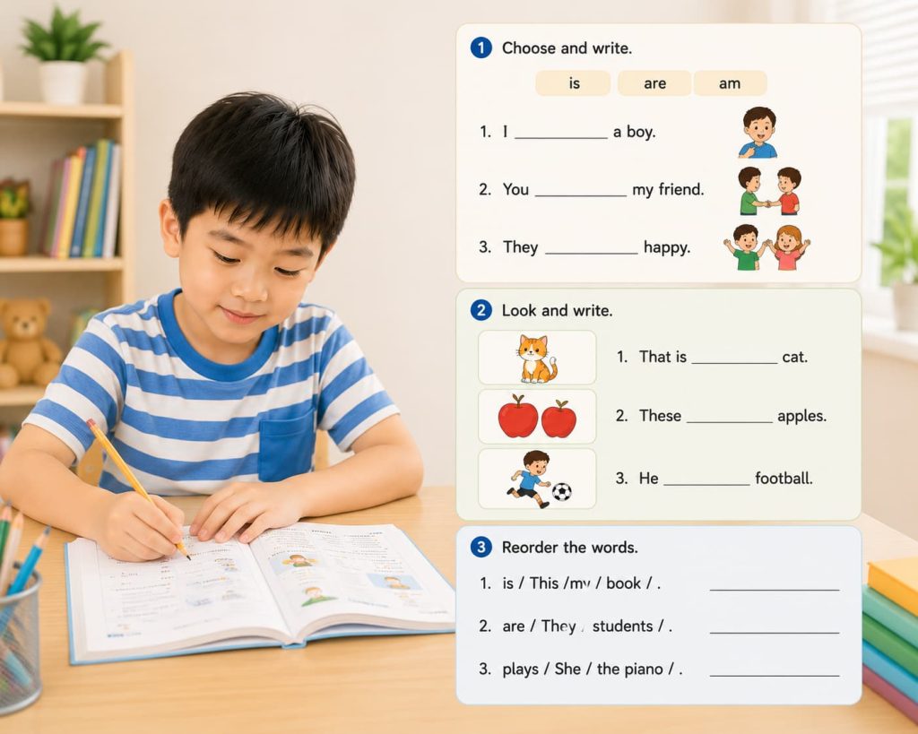 Luyện tập ngay sau khi học giúp bé nhớ cấu trúc lâu hơn.