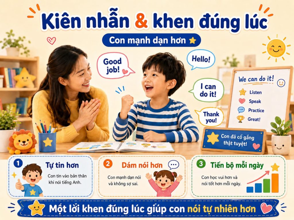 bé thực hành mẫu câu tiếng Anh giao tiếp cho trẻ em
