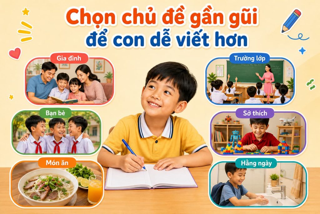 chủ đề luyện viết tiếng Anh cho trẻ tiểu học tại nhà