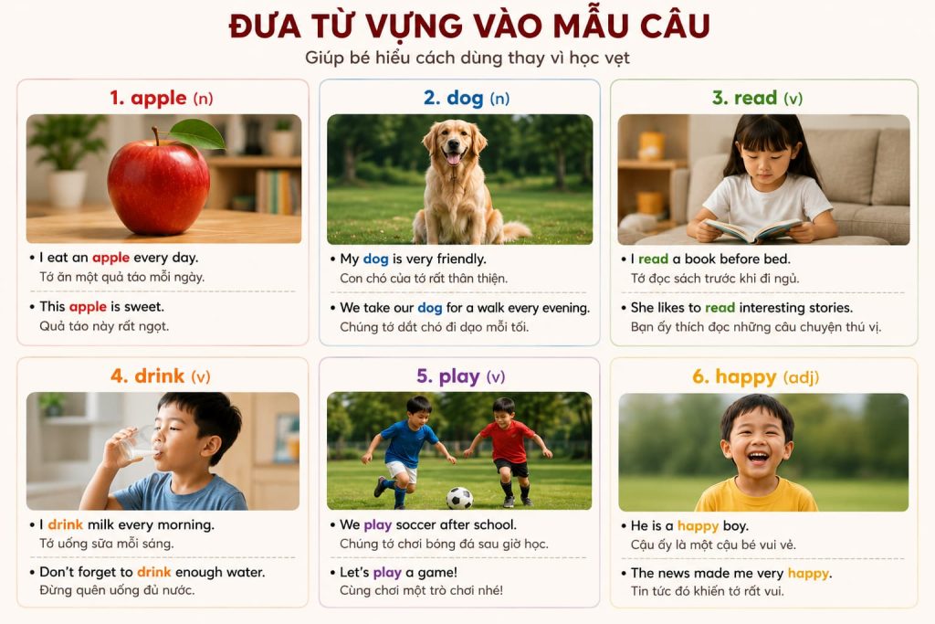 Bé học từ vựng tiếng Anh lớp 3 qua mẫu câu đơn giản