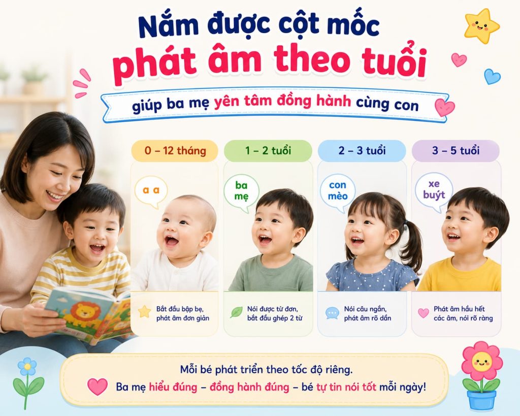 Nắm được cột mốc phát âm theo tuổi giúp ba mẹ yên tâm đồng hành cùng con