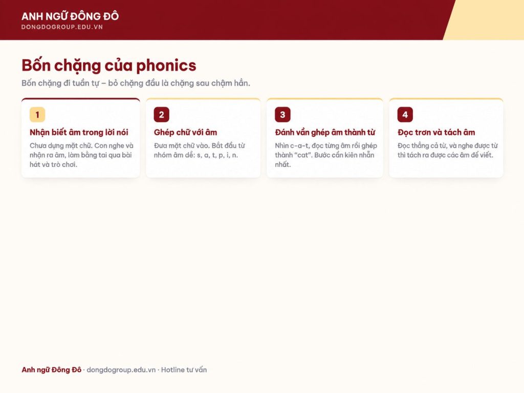 Phonics là gì: bốn chặng học phonics từ nhận biết âm đến đọc trơn