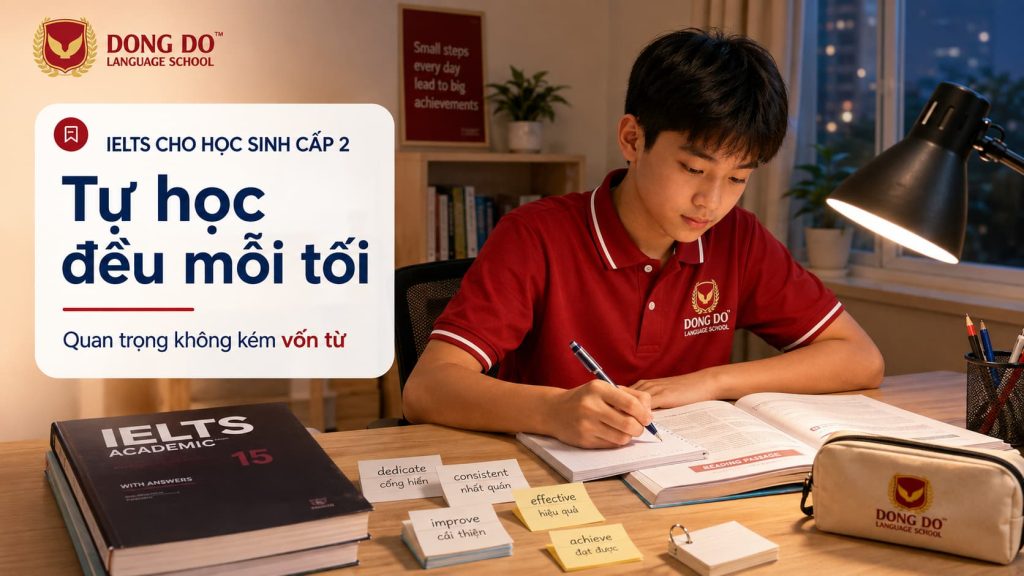 Học sinh cấp 2 tự học tiếng Anh tại nhà chuẩn bị cho IELTS