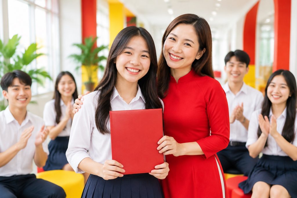 Học sinh nhận chứng chỉ Cambridge tại lễ trao